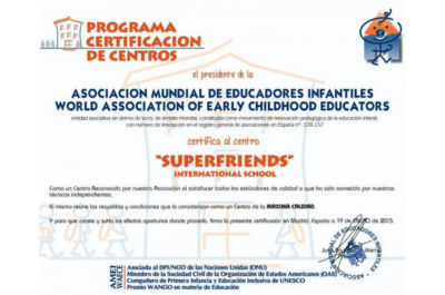 certificado de excelencia - superfriends